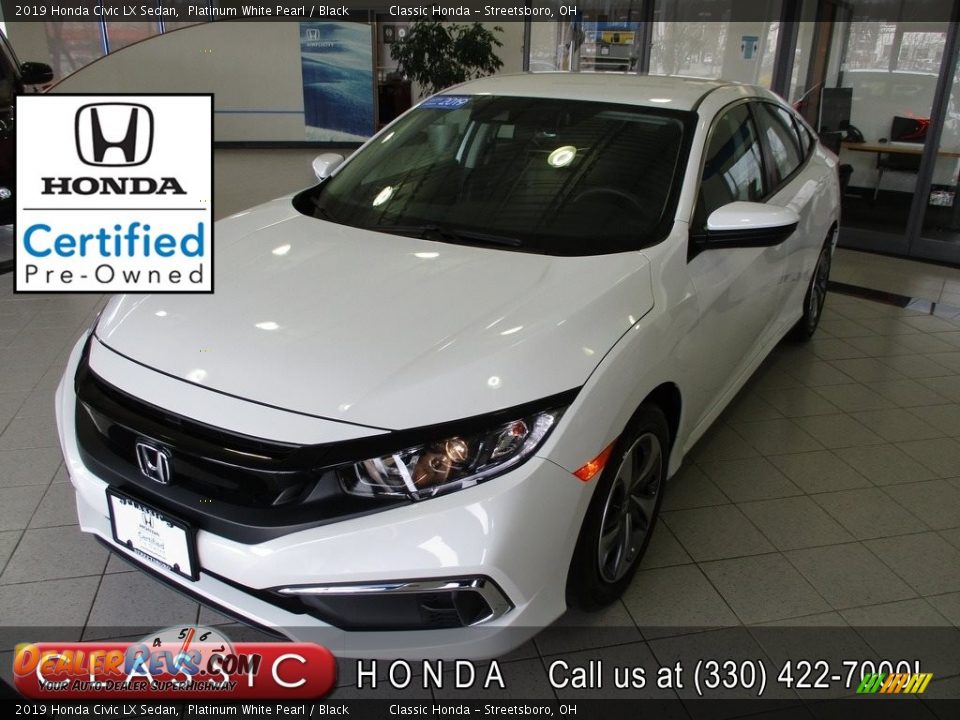2019 Honda Civic LX Sedan Platinum White Pearl / Black Photo #1