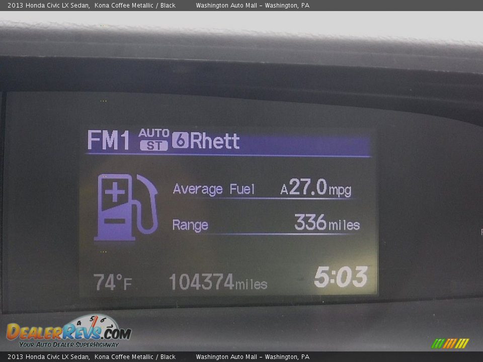 2013 Honda Civic LX Sedan Kona Coffee Metallic / Black Photo #25