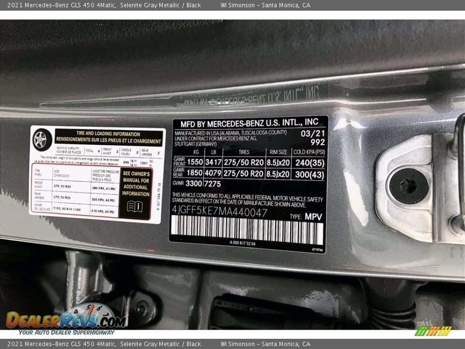 2021 Mercedes-Benz GLS 450 4Matic Selenite Gray Metallic / Black Photo #10