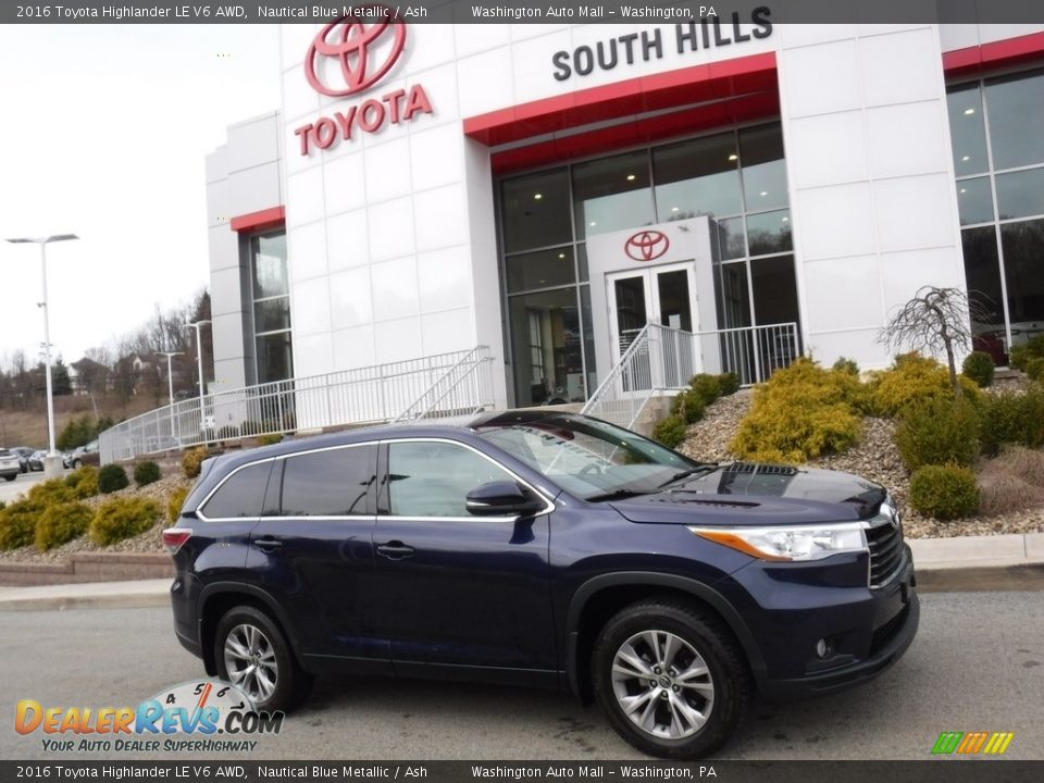 2016 Toyota Highlander LE V6 AWD Nautical Blue Metallic / Ash Photo #2