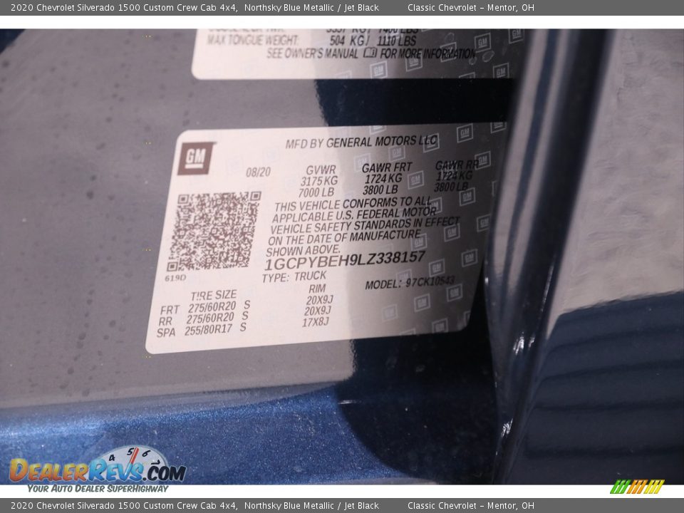 2020 Chevrolet Silverado 1500 Custom Crew Cab 4x4 Northsky Blue Metallic / Jet Black Photo #20