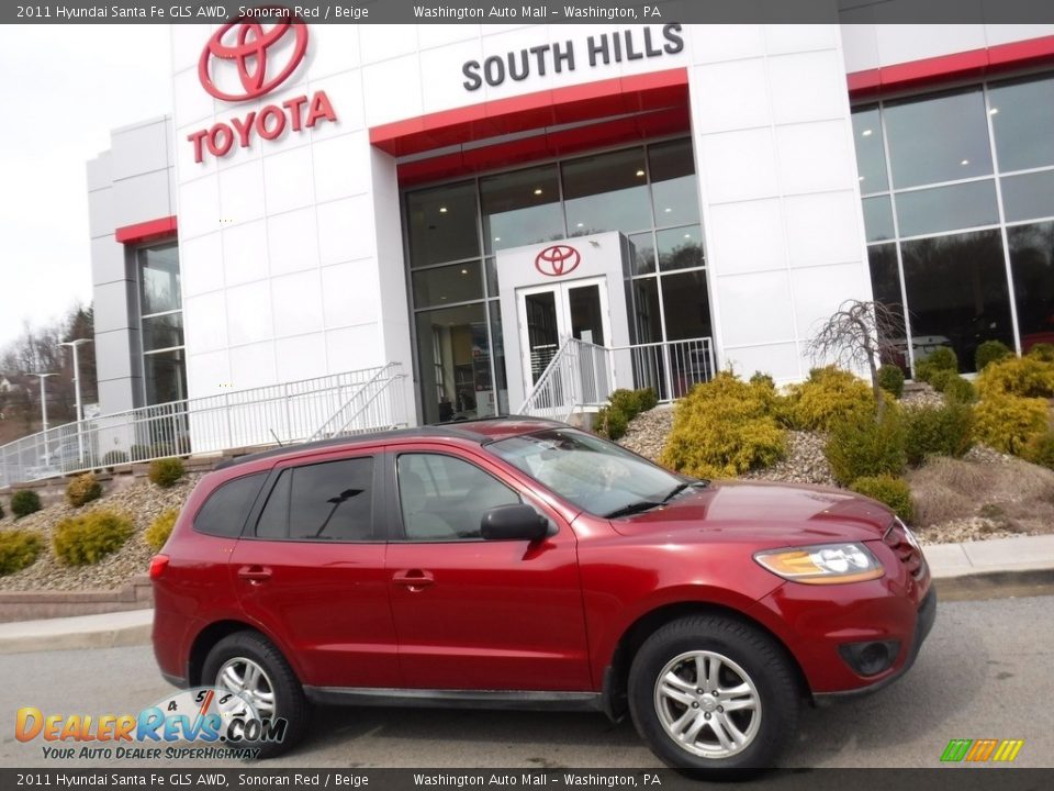 2011 Hyundai Santa Fe GLS AWD Sonoran Red / Beige Photo #2