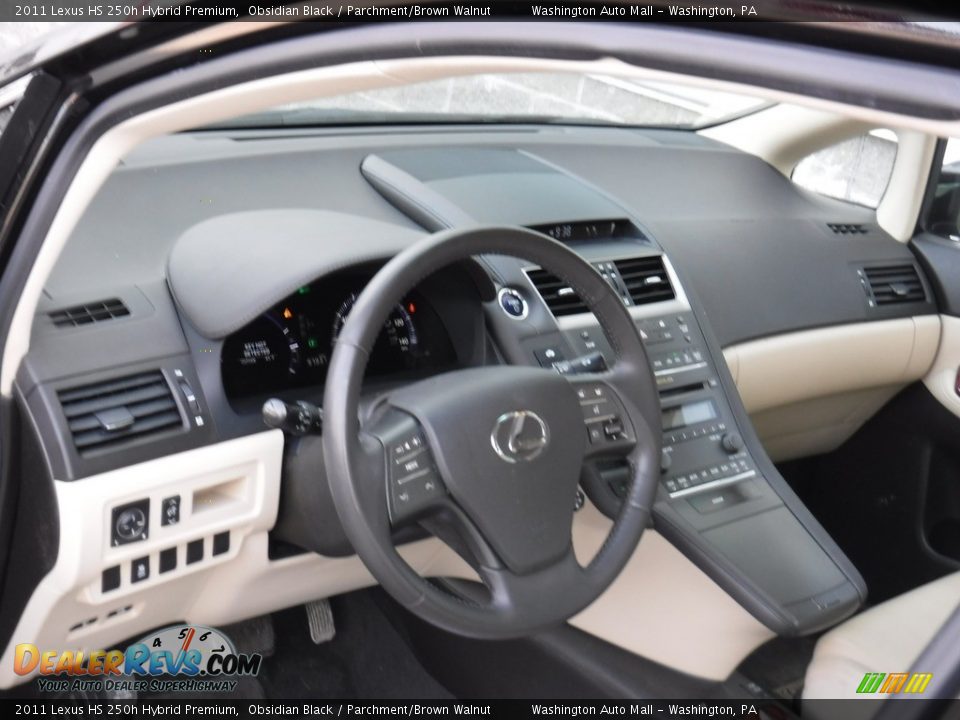 2011 Lexus HS 250h Hybrid Premium Obsidian Black / Parchment/Brown Walnut Photo #19