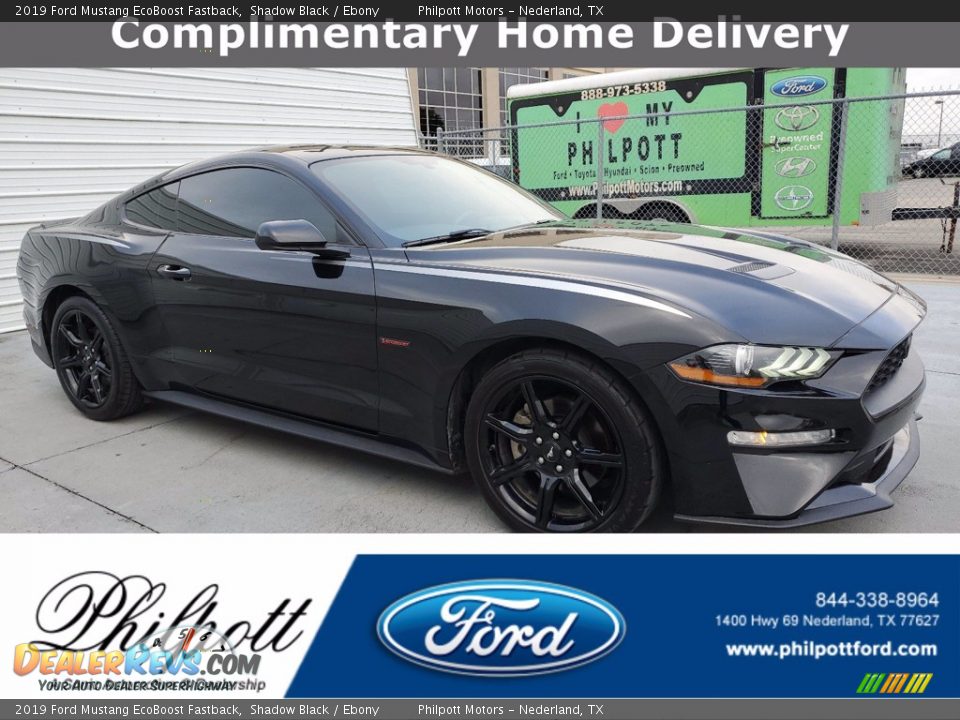 2019 Ford Mustang EcoBoost Fastback Shadow Black / Ebony Photo #1