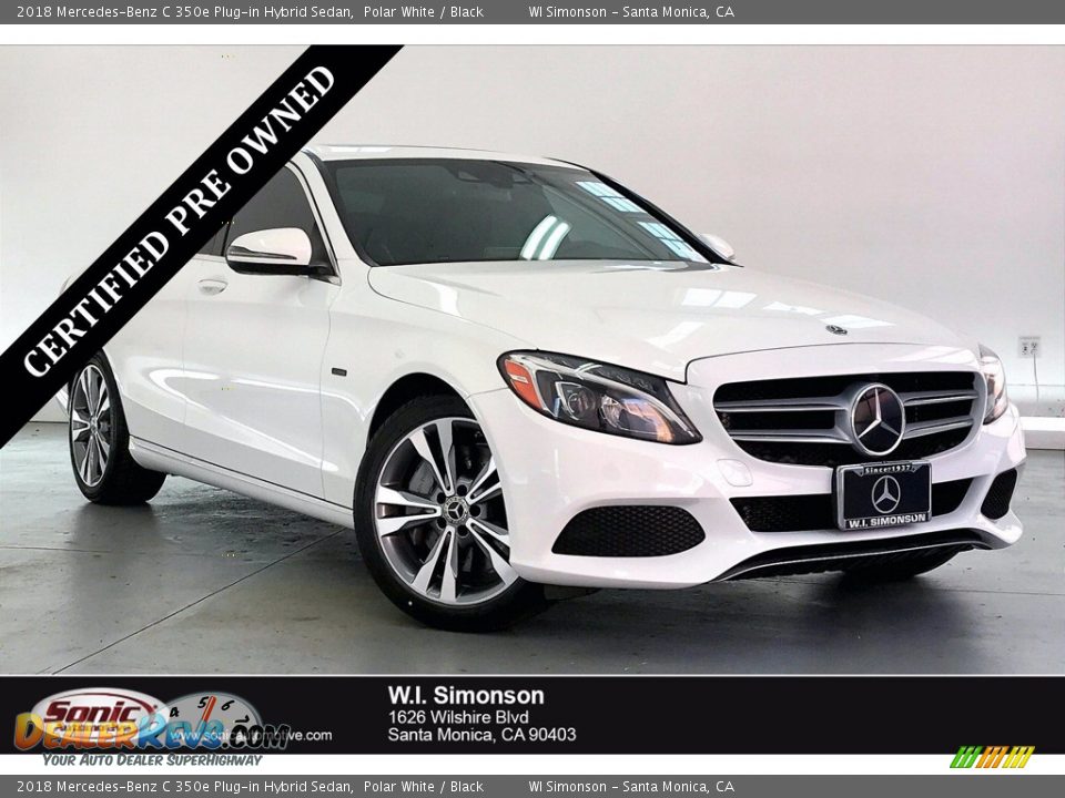 2018 Mercedes-Benz C 350e Plug-in Hybrid Sedan Polar White / Black Photo #1