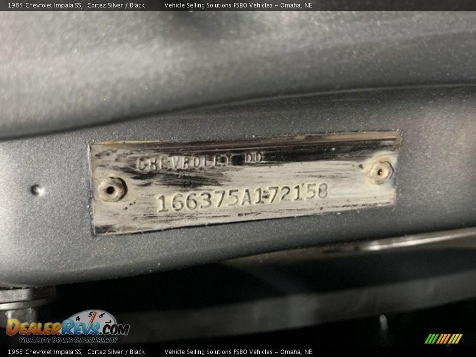 Info Tag of 1965 Chevrolet Impala SS Photo #17