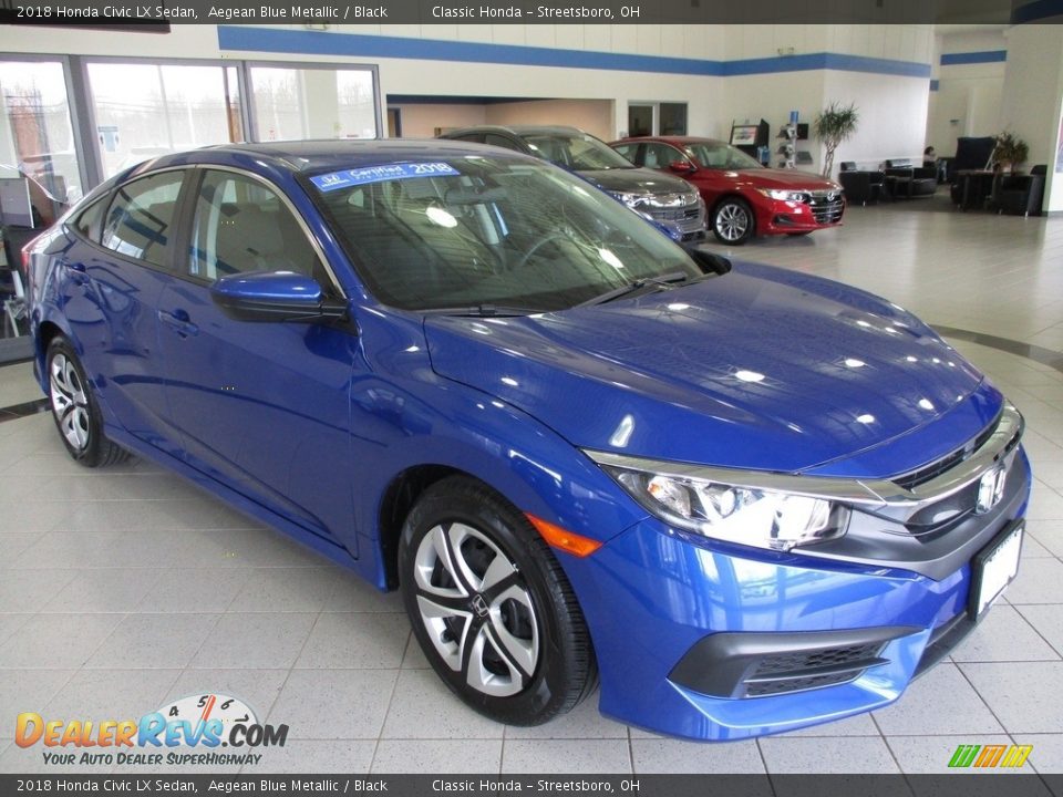 2018 Honda Civic LX Sedan Aegean Blue Metallic / Black Photo #3