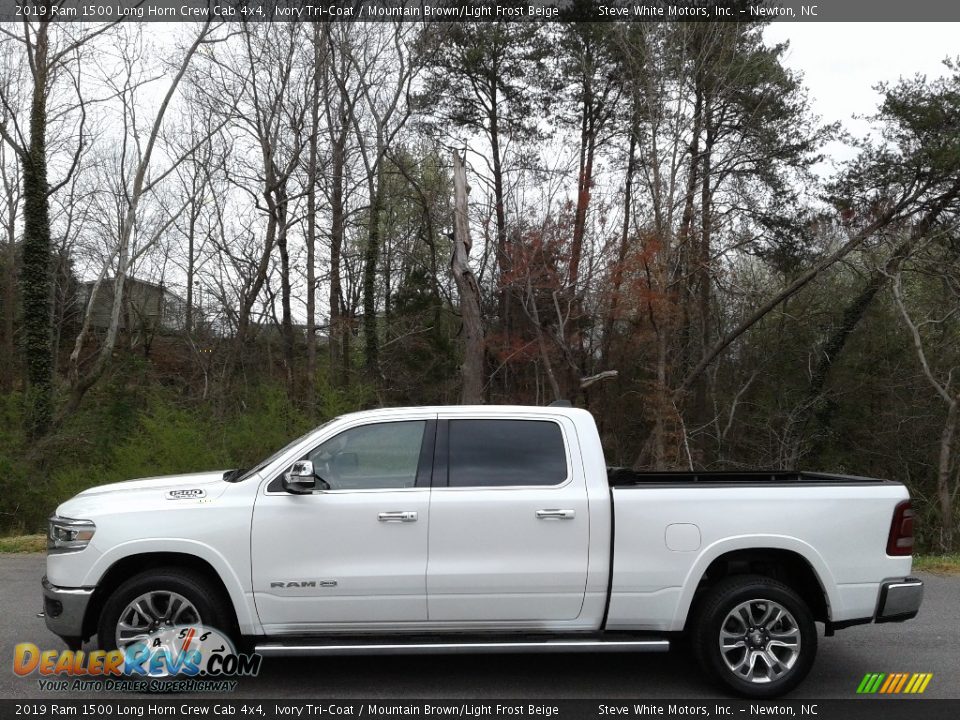 2019 Ram 1500 Long Horn Crew Cab 4x4 Ivory Tri–Coat / Mountain Brown/Light Frost Beige Photo #1