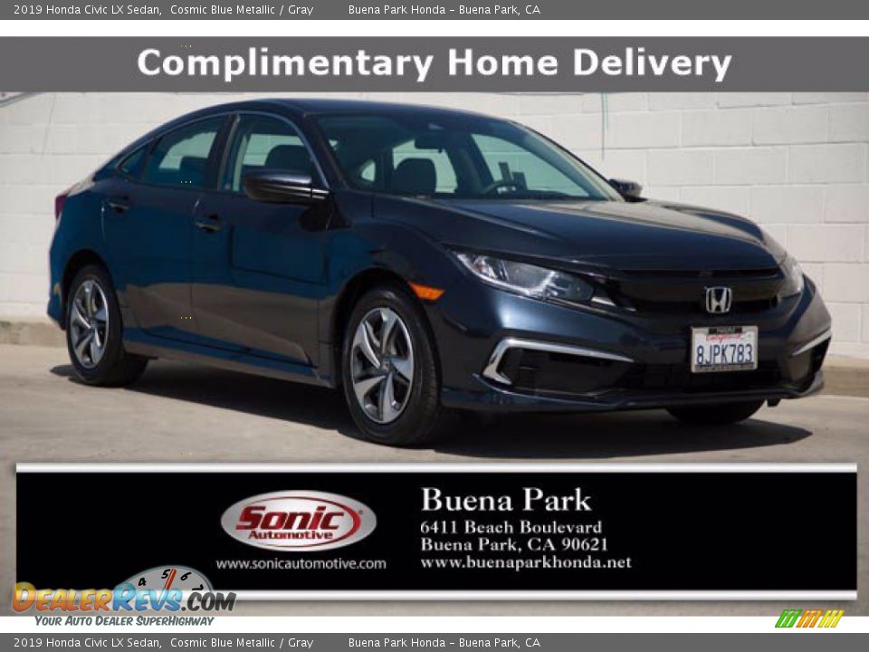 2019 Honda Civic LX Sedan Cosmic Blue Metallic / Gray Photo #1
