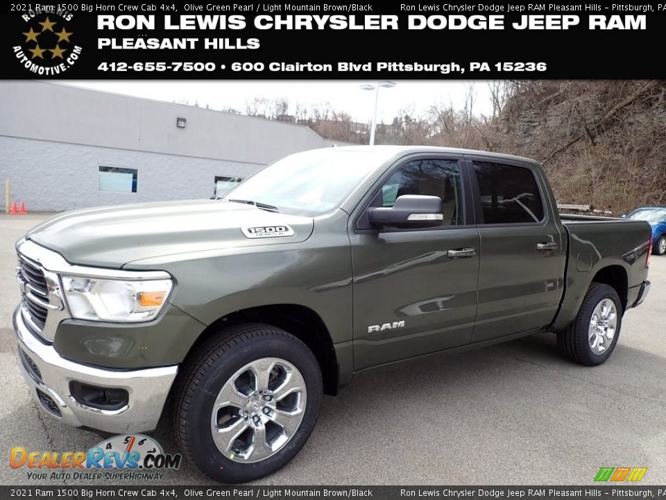 2021 Ram 1500 Big Horn Crew Cab 4x4 Olive Green Pearl / Light Mountain Brown/Black Photo #1