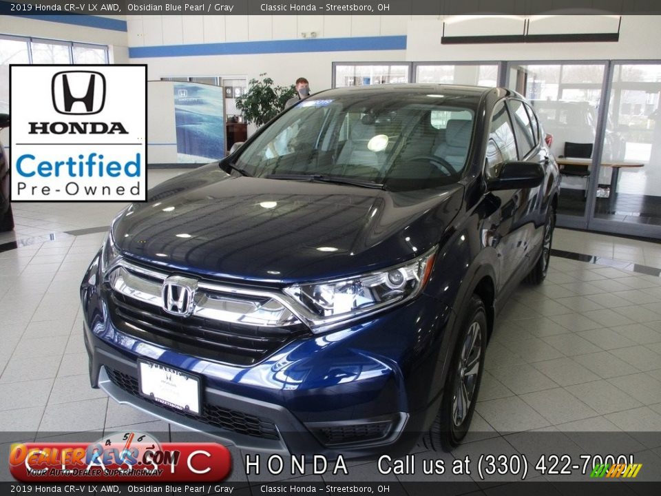 2019 Honda CR-V LX AWD Obsidian Blue Pearl / Gray Photo #1