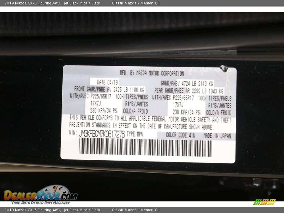 2019 Mazda CX-5 Touring AWD Jet Black Mica / Black Photo #19