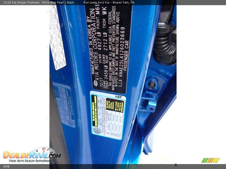 Kia Color Code M6B Micro Blue Pearl