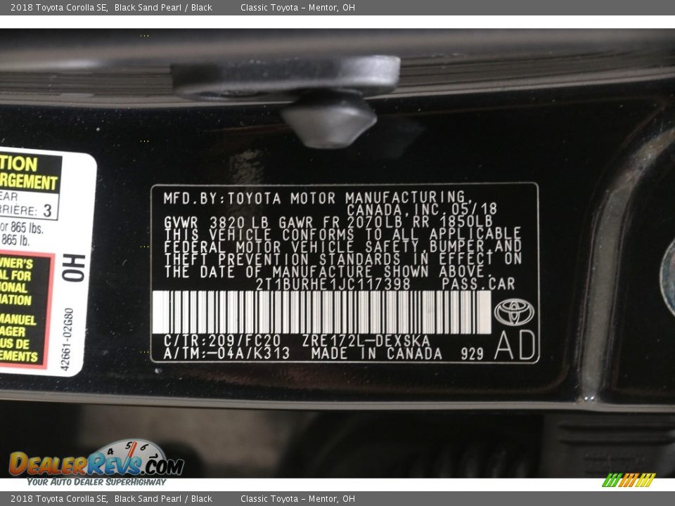 2018 Toyota Corolla SE Black Sand Pearl / Black Photo #20