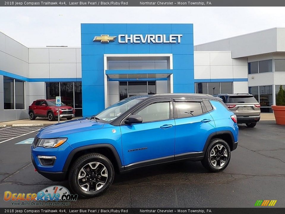2018 Jeep Compass Trailhawk 4x4 Laser Blue Pearl / Black/Ruby Red Photo #1