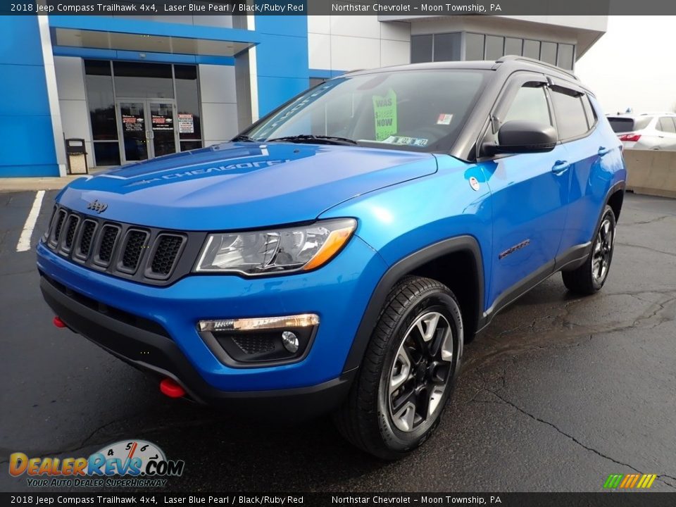 2018 Jeep Compass Trailhawk 4x4 Laser Blue Pearl / Black/Ruby Red Photo #2