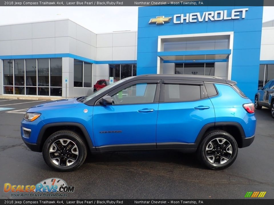 2018 Jeep Compass Trailhawk 4x4 Laser Blue Pearl / Black/Ruby Red Photo #3
