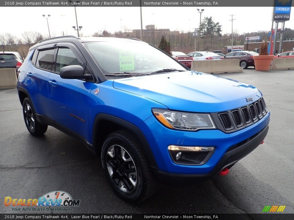 2018 Jeep Compass Trailhawk 4x4 Laser Blue Pearl / Black/Ruby Red Photo #11