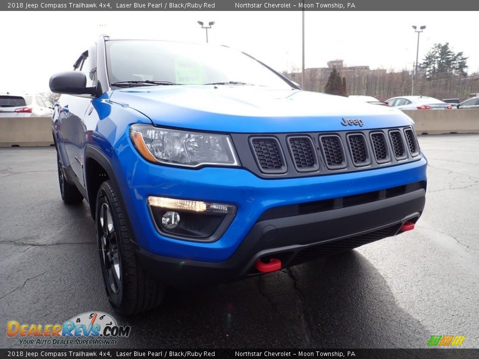 2018 Jeep Compass Trailhawk 4x4 Laser Blue Pearl / Black/Ruby Red Photo #12