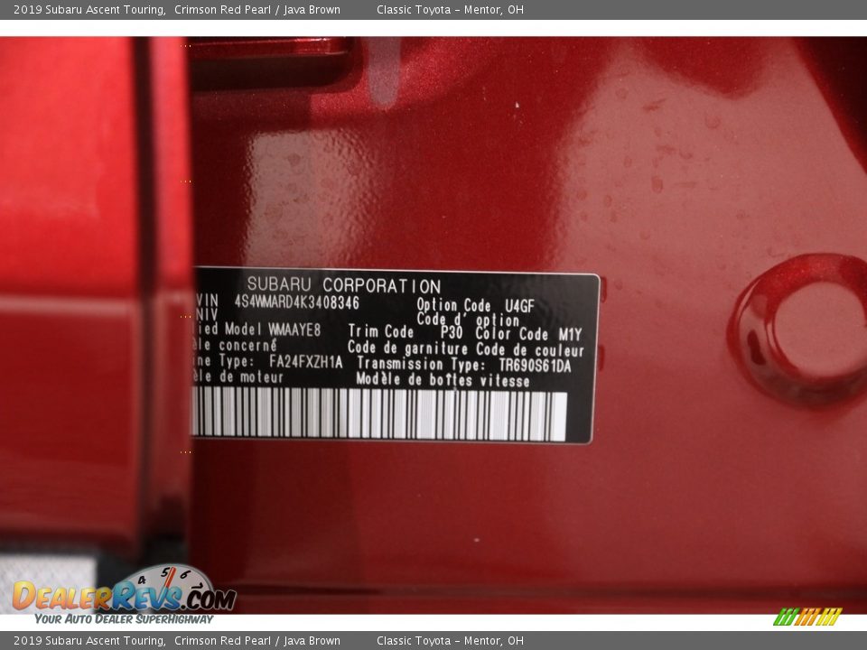 2019 Subaru Ascent Touring Crimson Red Pearl / Java Brown Photo #34