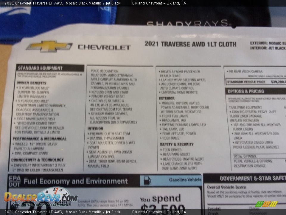 2021 Chevrolet Traverse LT AWD Mosaic Black Metallic / Jet Black Photo #34