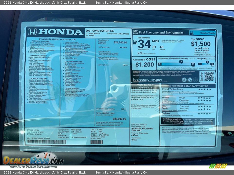 Dealer Info of 2021 Honda Civic EX Hatchback Photo #13