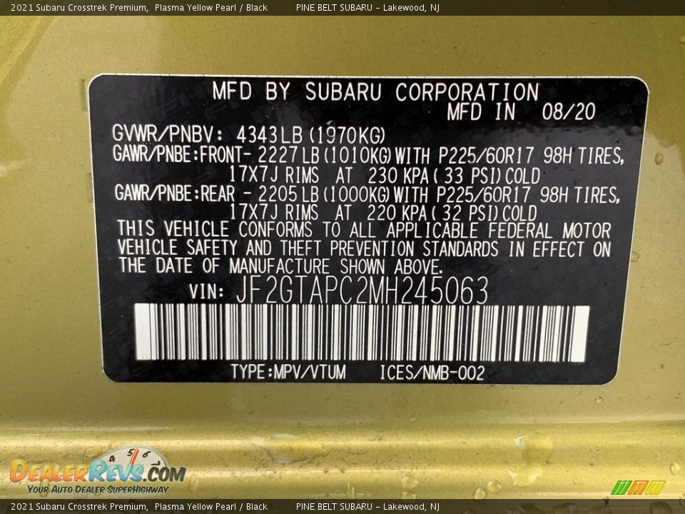 2021 Subaru Crosstrek Premium Plasma Yellow Pearl / Black Photo #14
