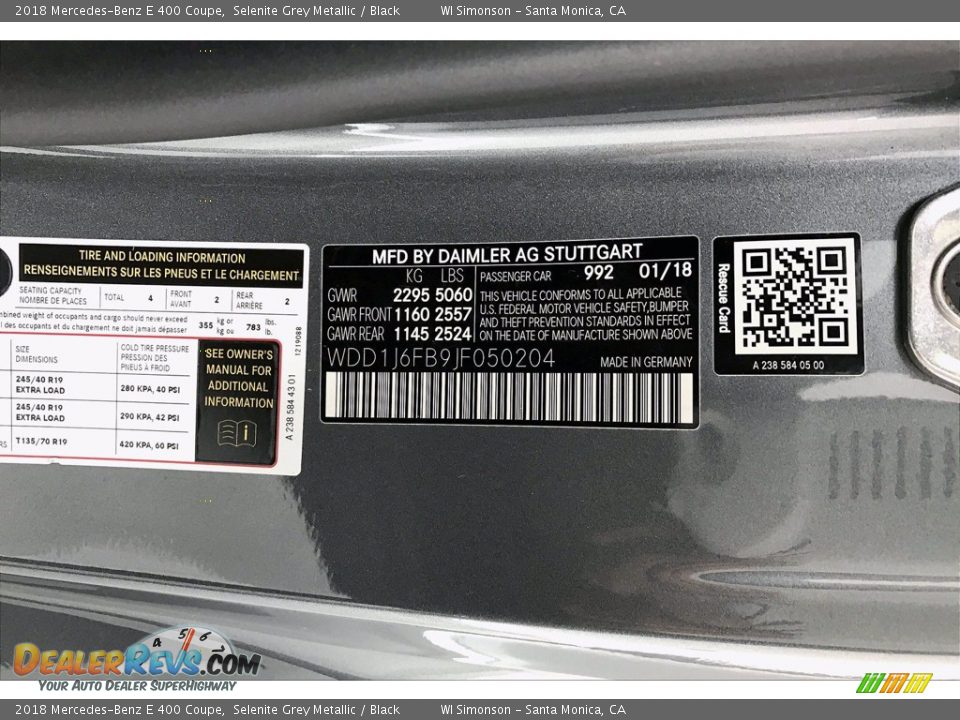 2018 Mercedes-Benz E 400 Coupe Selenite Grey Metallic / Black Photo #32