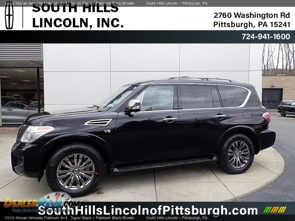 2019 Nissan Armada Platinum 4x4 Super Black / Platinum Black/Brown Photo #1