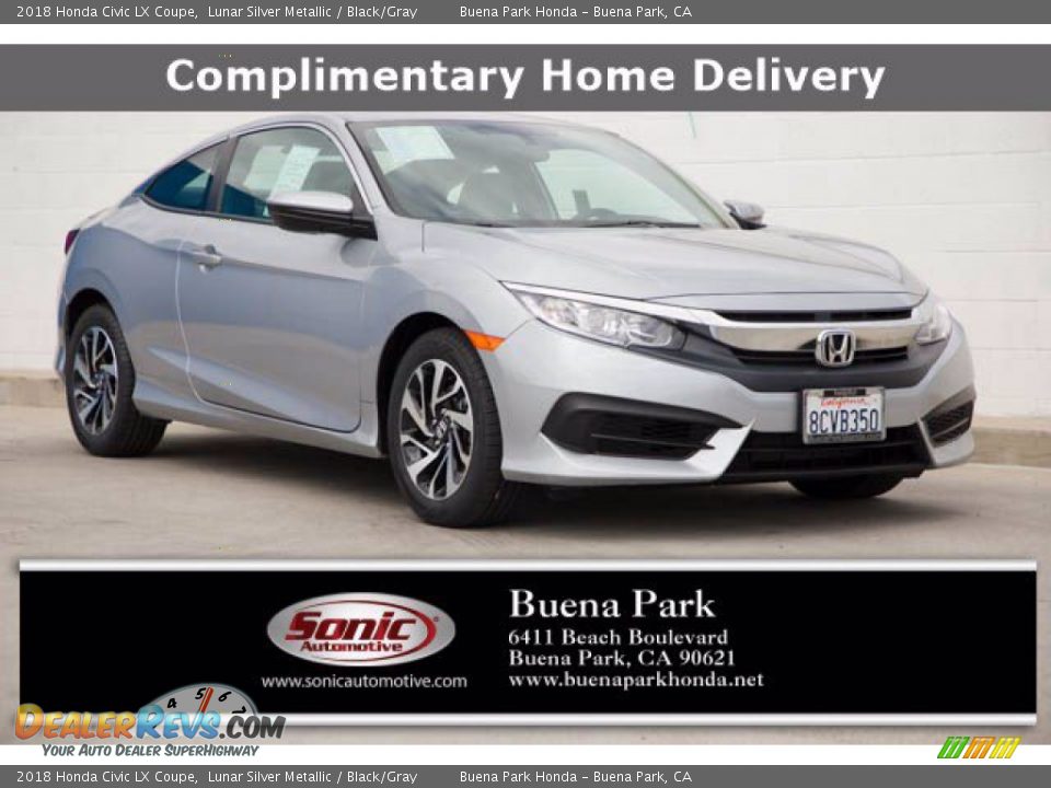 2018 Honda Civic LX Coupe Lunar Silver Metallic / Black/Gray Photo #1