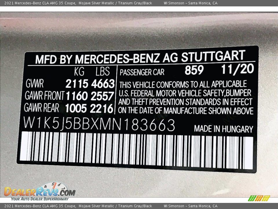2021 Mercedes-Benz CLA AMG 35 Coupe Mojave Silver Metallic / Titanium Gray/Black Photo #10