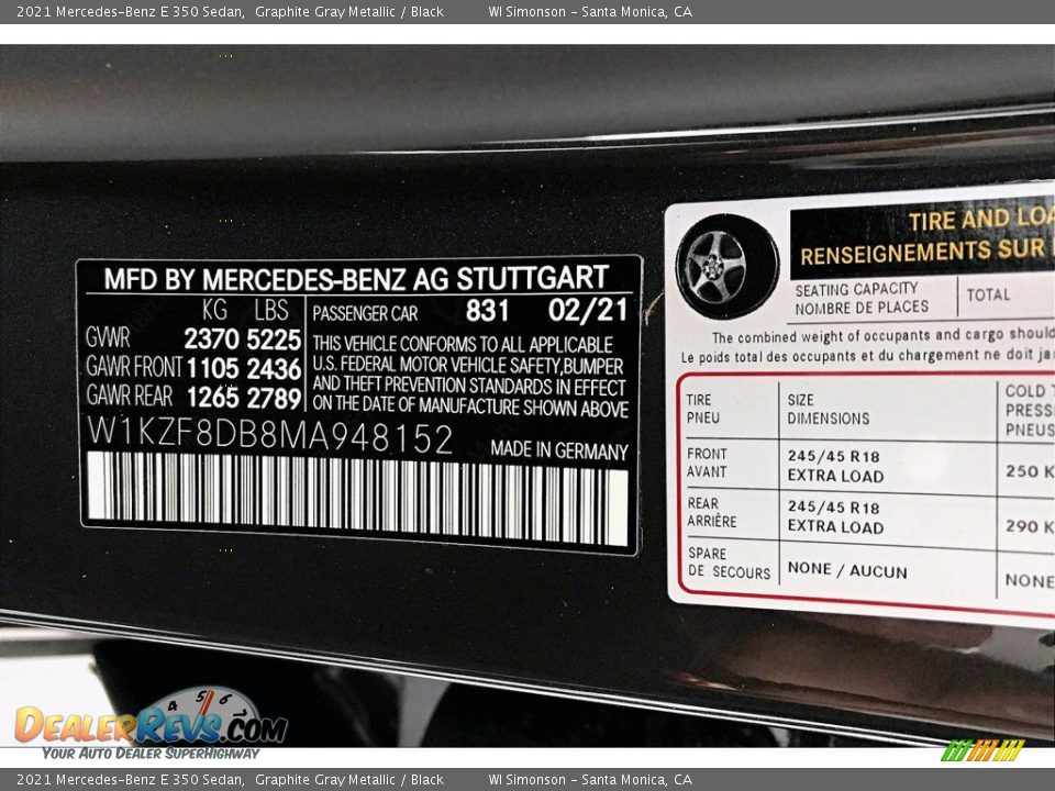 2021 Mercedes-Benz E 350 Sedan Graphite Gray Metallic / Black Photo #10