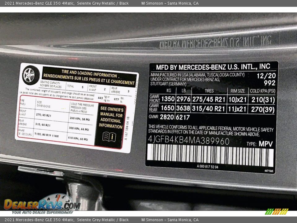 2021 Mercedes-Benz GLE 350 4Matic Selenite Grey Metallic / Black Photo #10