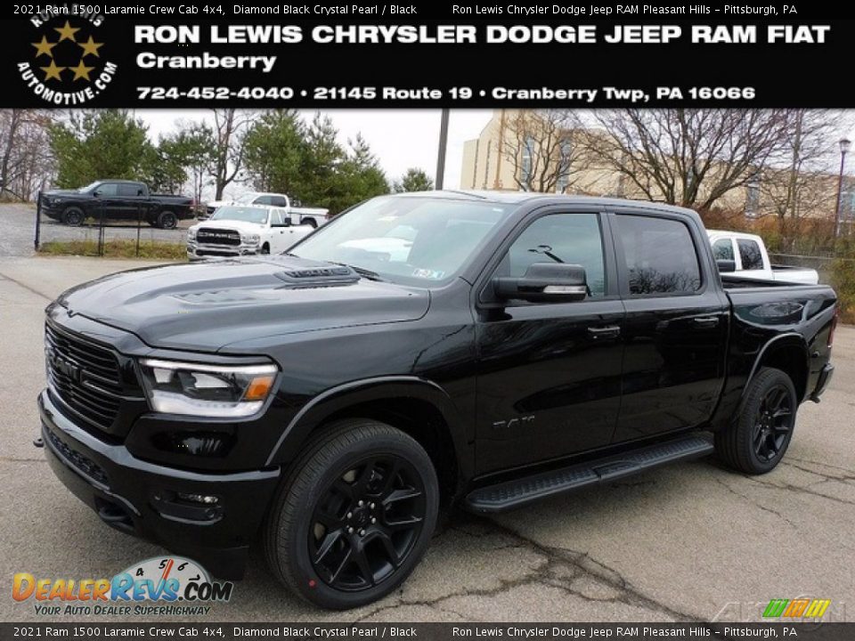 2021 Ram 1500 Laramie Crew Cab 4x4 Diamond Black Crystal Pearl / Black Photo #1