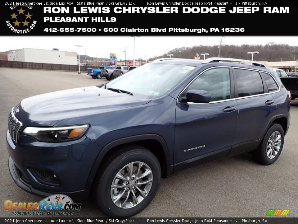 2021 Jeep Cherokee Latitude Lux 4x4 Slate Blue Pearl / Ski Gray/Black Photo #1