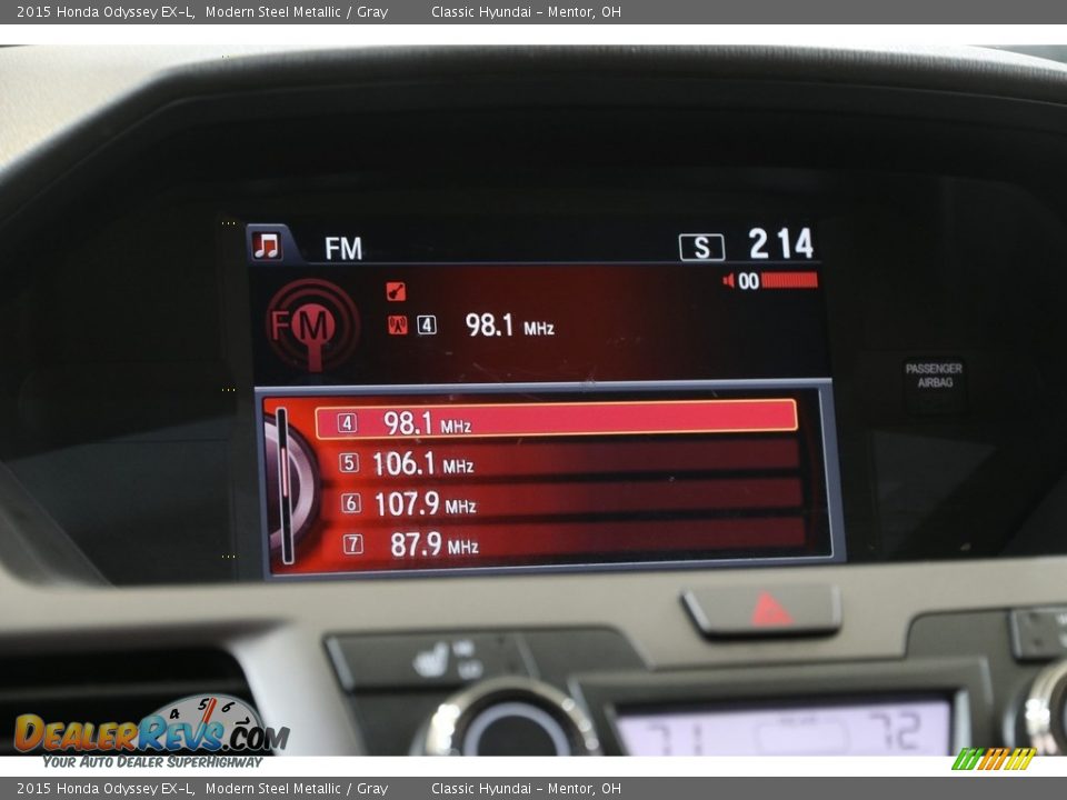 2015 Honda Odyssey EX-L Modern Steel Metallic / Gray Photo #10