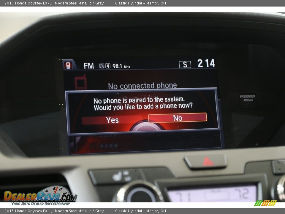 2015 Honda Odyssey EX-L Modern Steel Metallic / Gray Photo #11