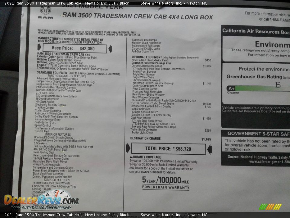 2021 Ram 3500 Tradesman Crew Cab 4x4 New Holland Blue / Black Photo #26