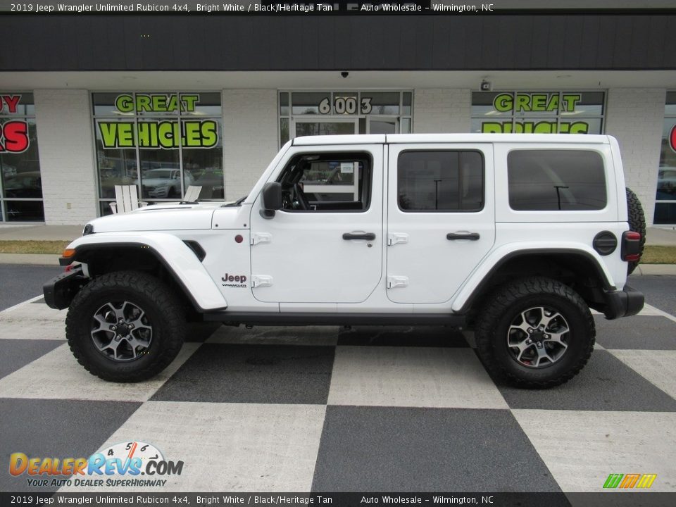 2019 Jeep Wrangler Unlimited Rubicon 4x4 Bright White / Black/Heritage Tan Photo #1