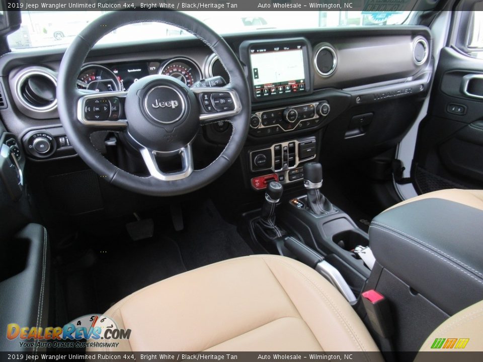 2019 Jeep Wrangler Unlimited Rubicon 4x4 Bright White / Black/Heritage Tan Photo #14