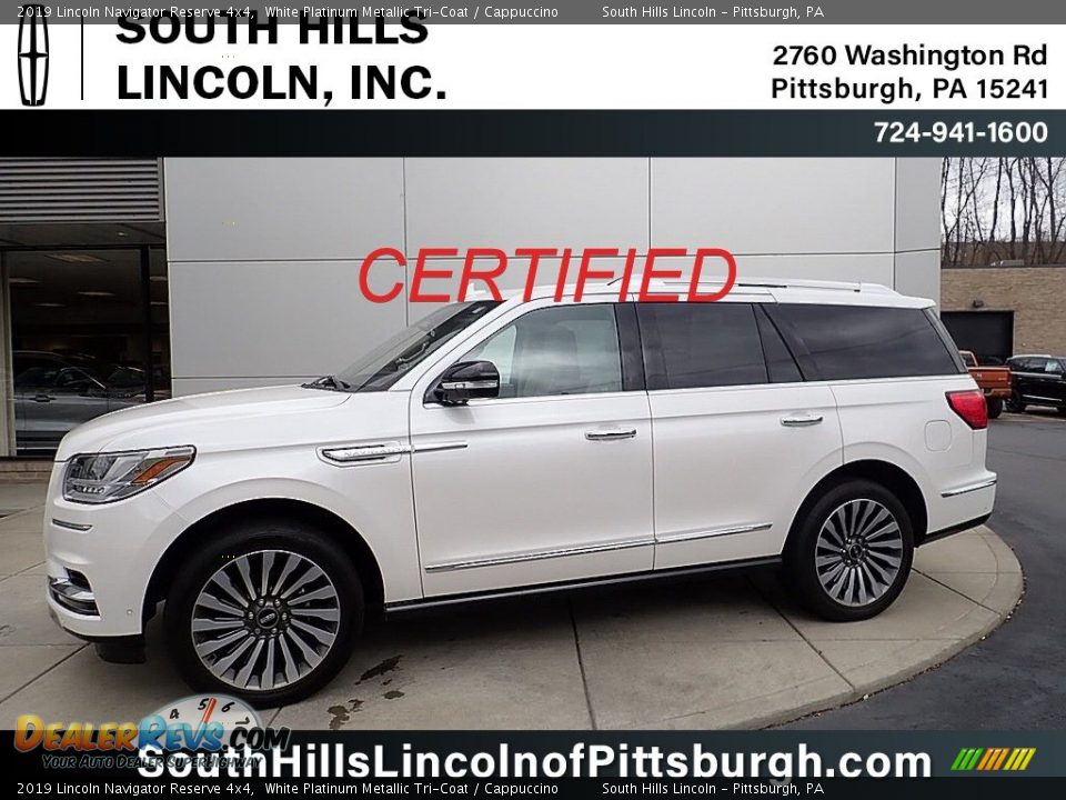 2019 Lincoln Navigator Reserve 4x4 White Platinum Metallic Tri-Coat / Cappuccino Photo #1