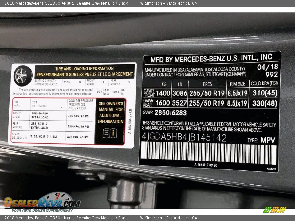 2018 Mercedes-Benz GLE 350 4Matic Selenite Grey Metallic / Black Photo #33