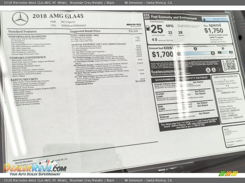 2018 Mercedes-Benz GLA AMG 45 4Matic Mountain Grey Metallic / Black Photo #10