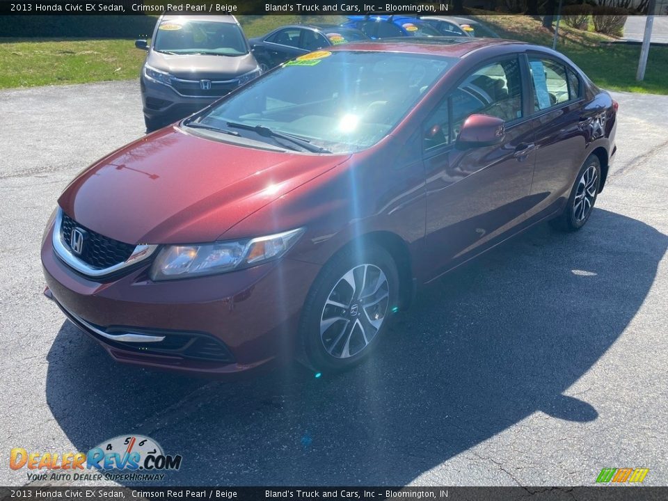 2013 Honda Civic EX Sedan Crimson Red Pearl / Beige Photo #2