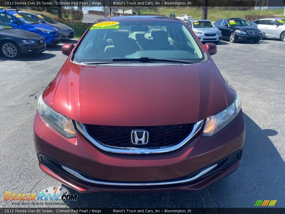 2013 Honda Civic EX Sedan Crimson Red Pearl / Beige Photo #3