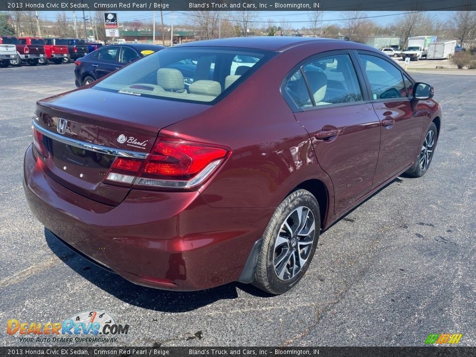 2013 Honda Civic EX Sedan Crimson Red Pearl / Beige Photo #6