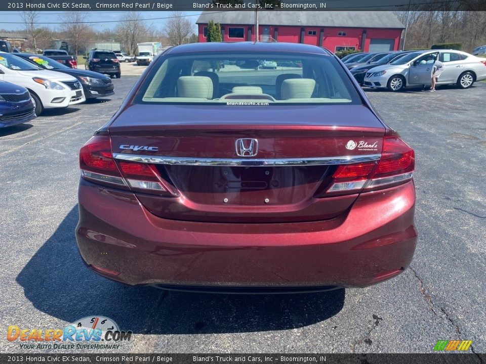 2013 Honda Civic EX Sedan Crimson Red Pearl / Beige Photo #7