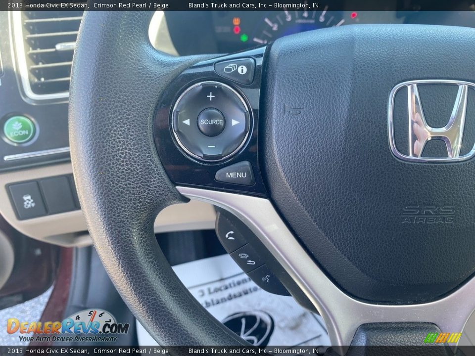 2013 Honda Civic EX Sedan Crimson Red Pearl / Beige Photo #19