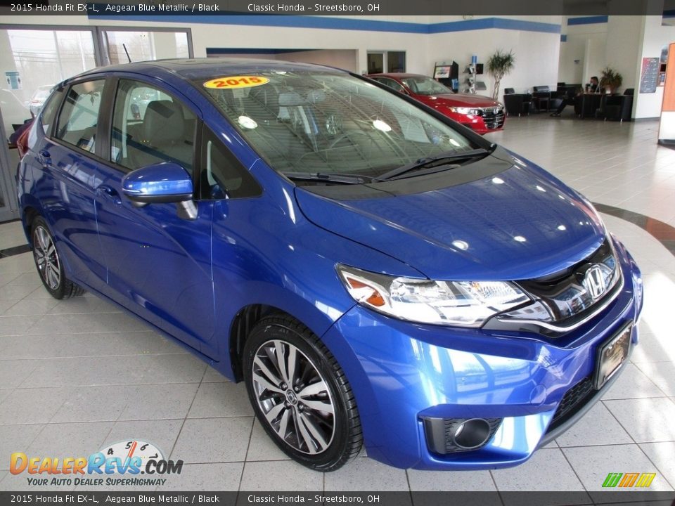 2015 Honda Fit EX-L Aegean Blue Metallic / Black Photo #3