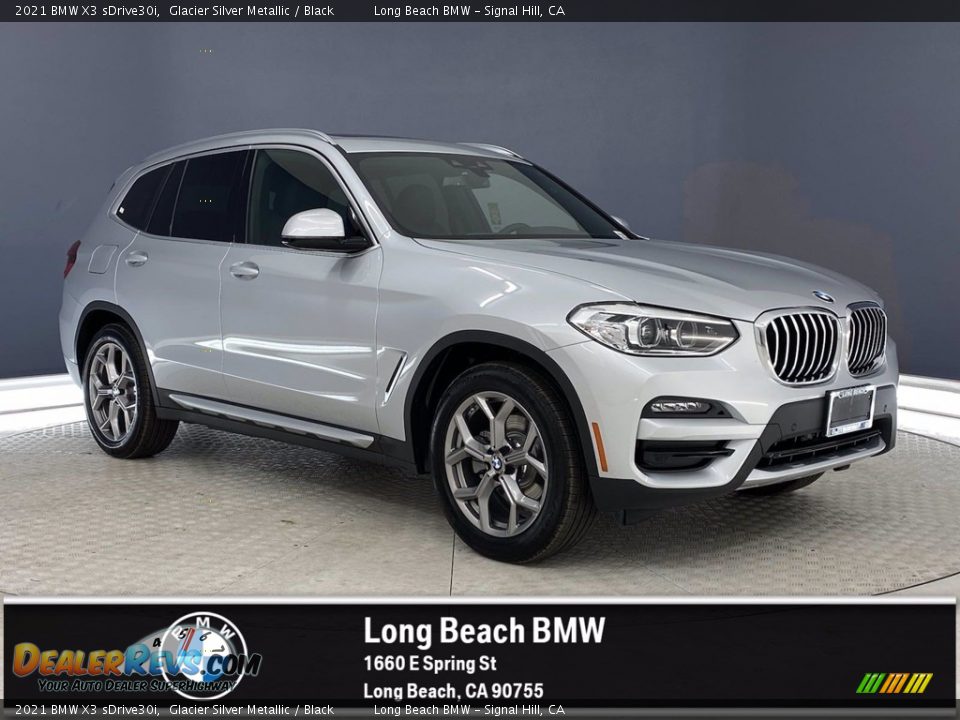 2021 BMW X3 sDrive30i Glacier Silver Metallic / Black Photo #1